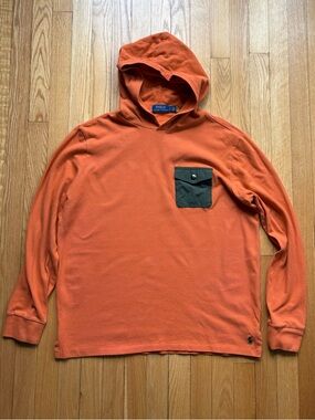 Polo Ralph Lauren Men’s Lightweight Mesh Hoodie Pocket Large Orange Solid